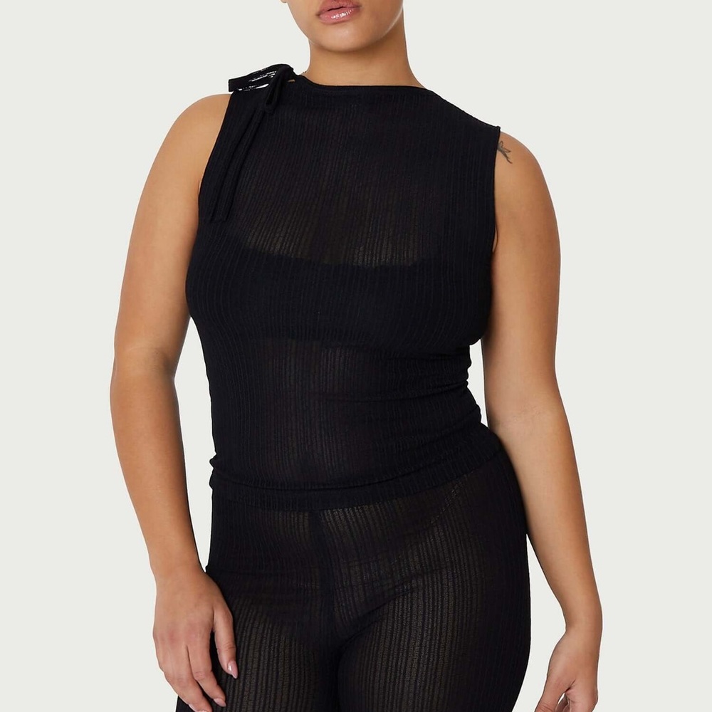 Ribbed Mesh Tie Tank